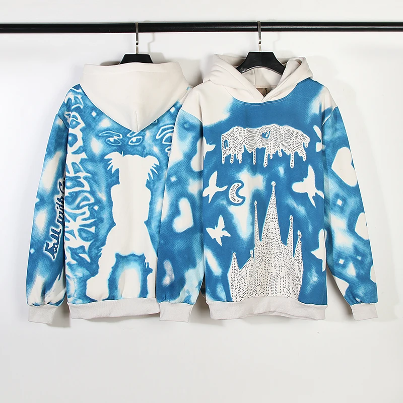 

Винтажные мешковатые флисовые толстовки с капюшоном и завязкой в виде грязи с принтом небесного города Y2k, уличная одежда унисекс, мужские повседневные толстовки, пуловеры, свитшоты