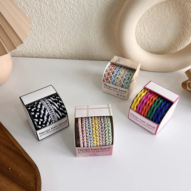 

2022 New 10 Pcs Korea Style Simple Girl Cute Sweet Hair Band Manual Twist Color Rubber Band for Women Fashion Hair Accessories