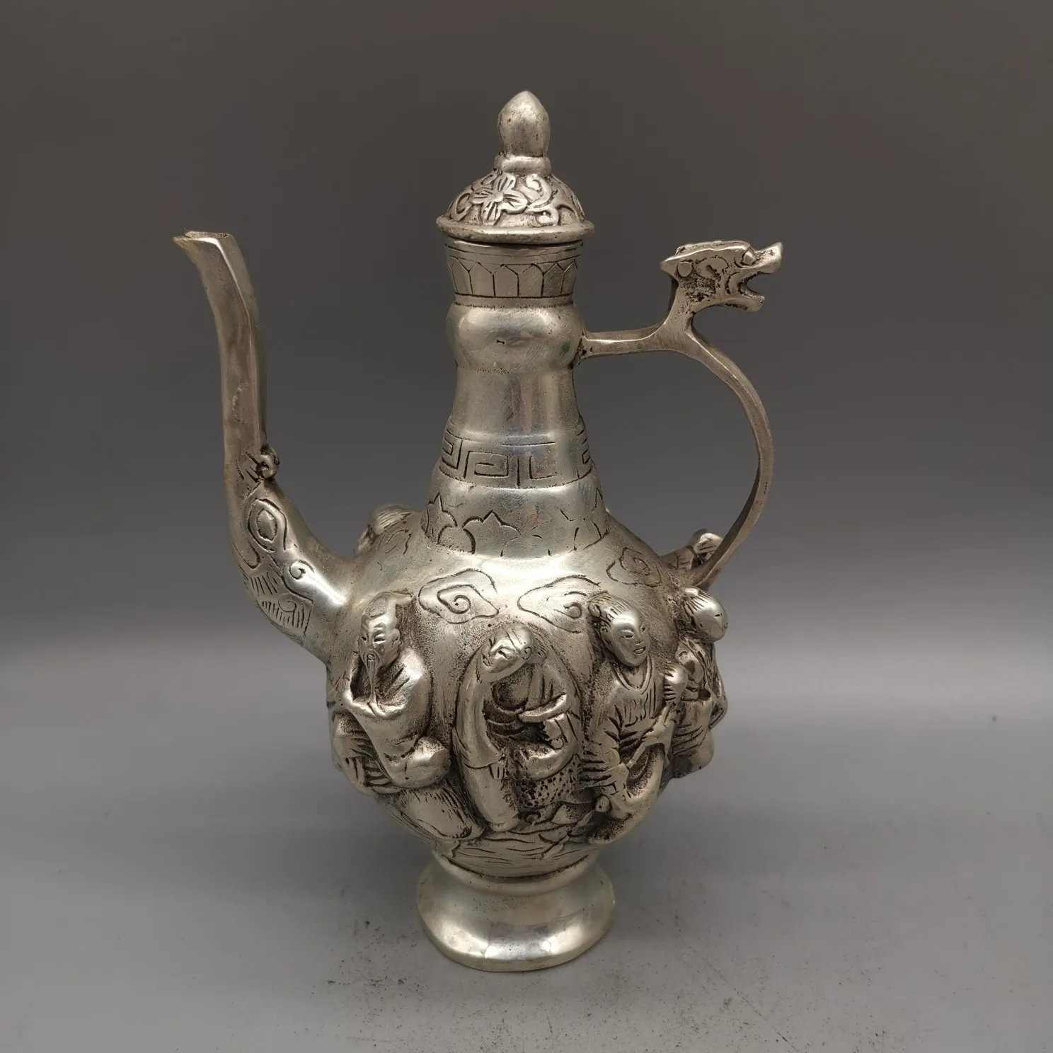 

Collect Chinese Boutique Tibetan Silver White Copper Sculpture Lucky "The Eight Immortals" Pot Metal Crafts Home Decoration#3
