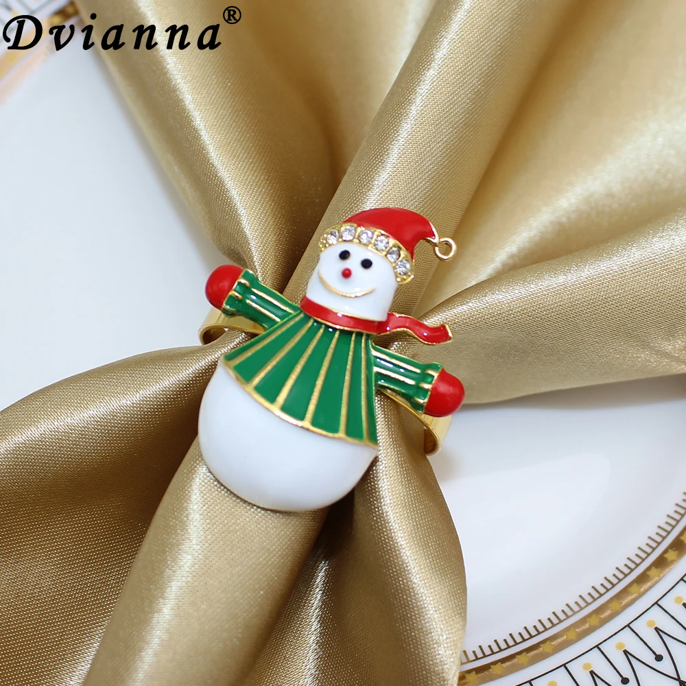 

Dvianna 6Pcs Snowman Napkin Rings Gold Napkin Rings Holder for Xmas Wedding Dinner Party Christmas Decoration 2024 HWC151
