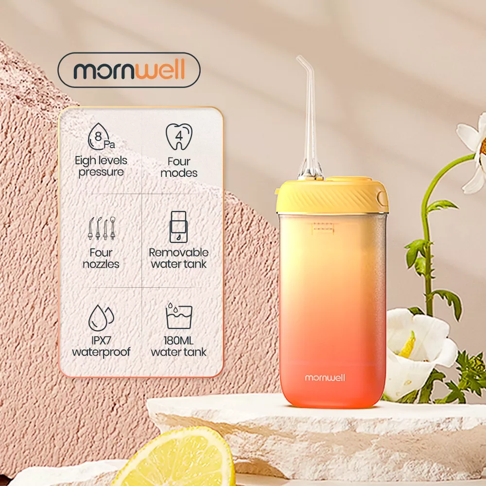 

Mornwell F23 Dental Water Jet Portable Irrigator For Teeth USB Rechargeable Water Flosser Teeth Cleaner For Teeth Whitening