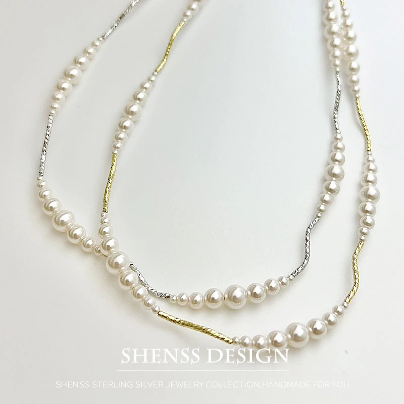 Короткое ожерелье-браслет с имитацией жемчуга и медным покрытием из 14-каратного