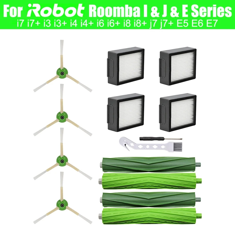

Сменные детали для Irobot Roomba I3 I4 I6 I7 I8 J7 E5 E6 E7, фильтр НЕРА, основная и боковая щетки
