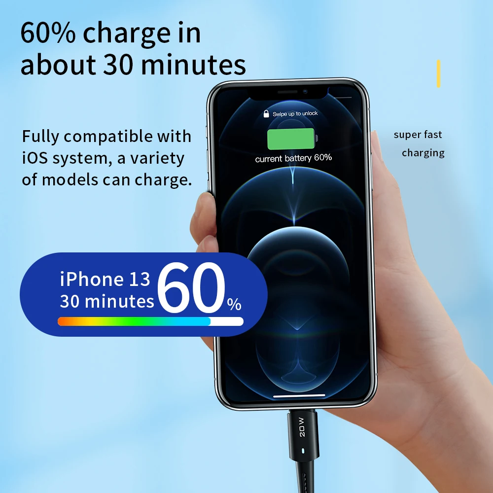 Кабель зарядный Essager USB Type-C для iphone 11/12/13 Pro Max Mini/Xs/Xr/X/8/iPad 20 Вт |