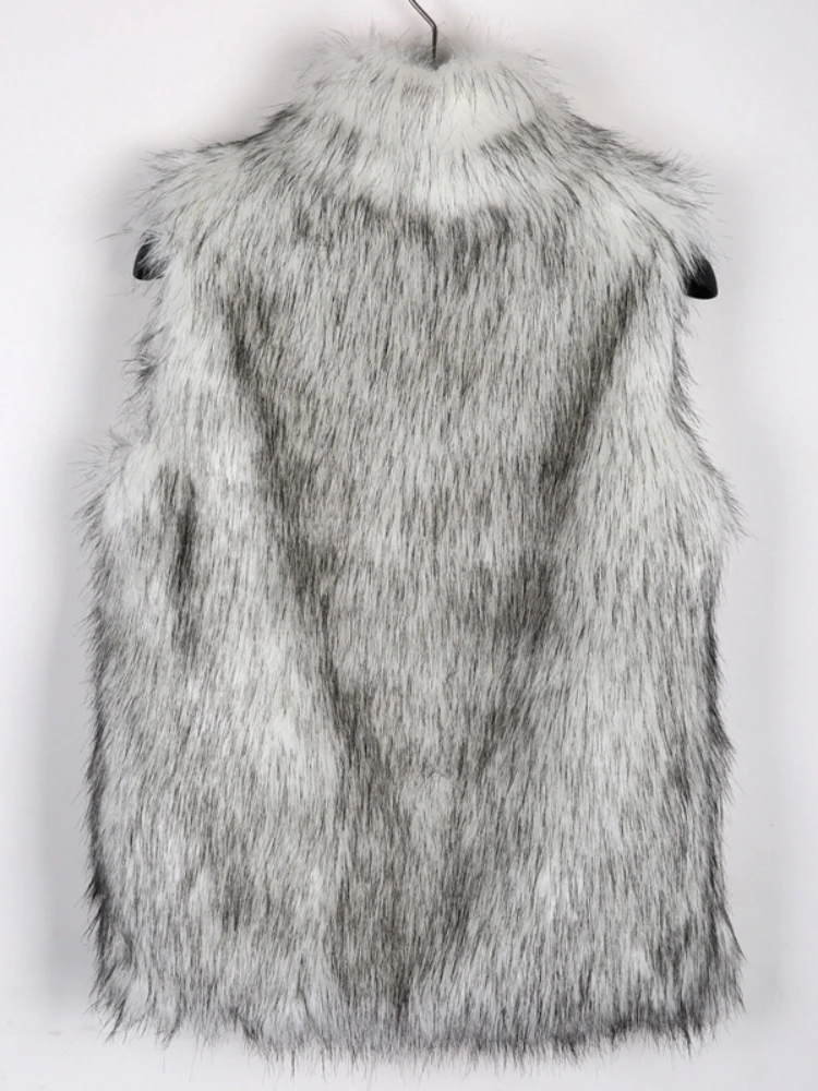 Autumn and winter new hairy vest imitation fur vest medium long stand collar artificial fur coat clip