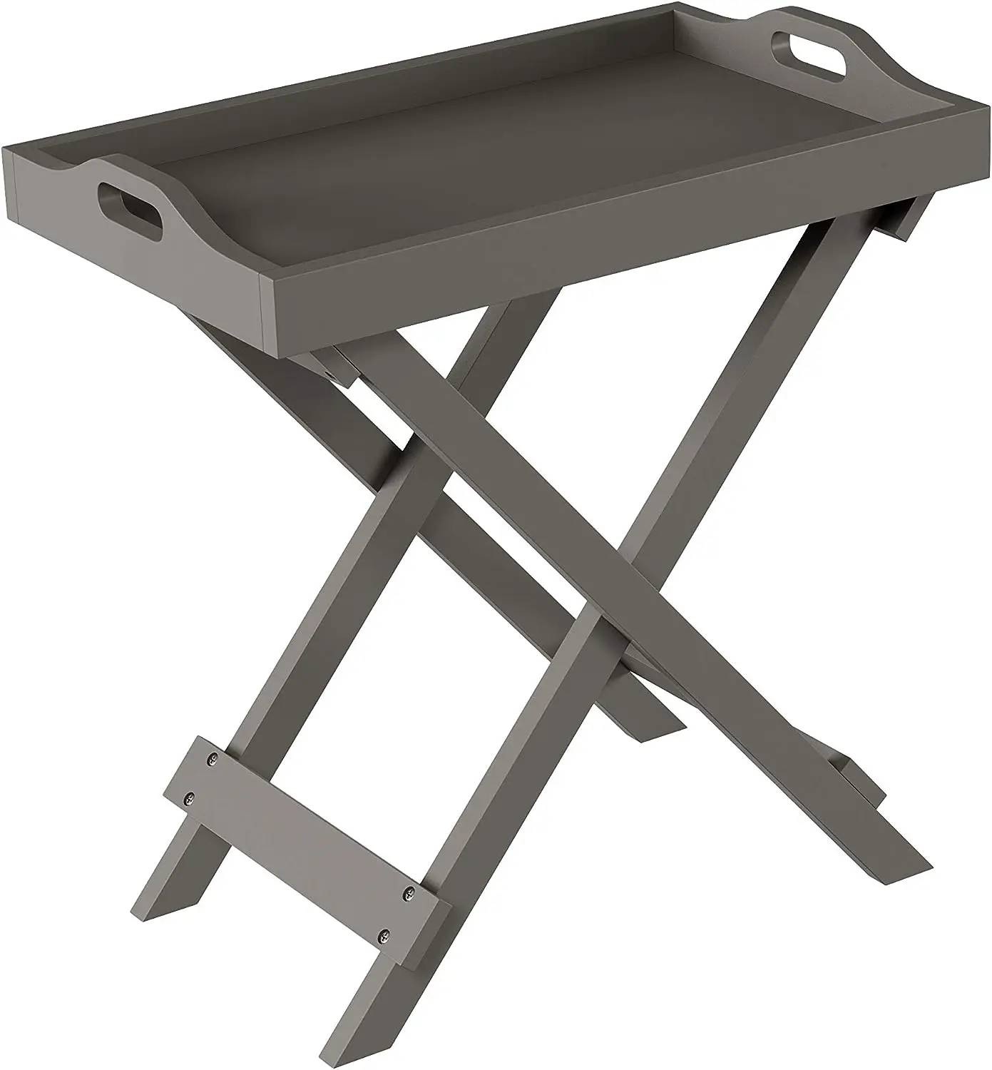 

Folding Modern Wooden Contemporary Side Table, Gray 12.5 x 22 x 23 in