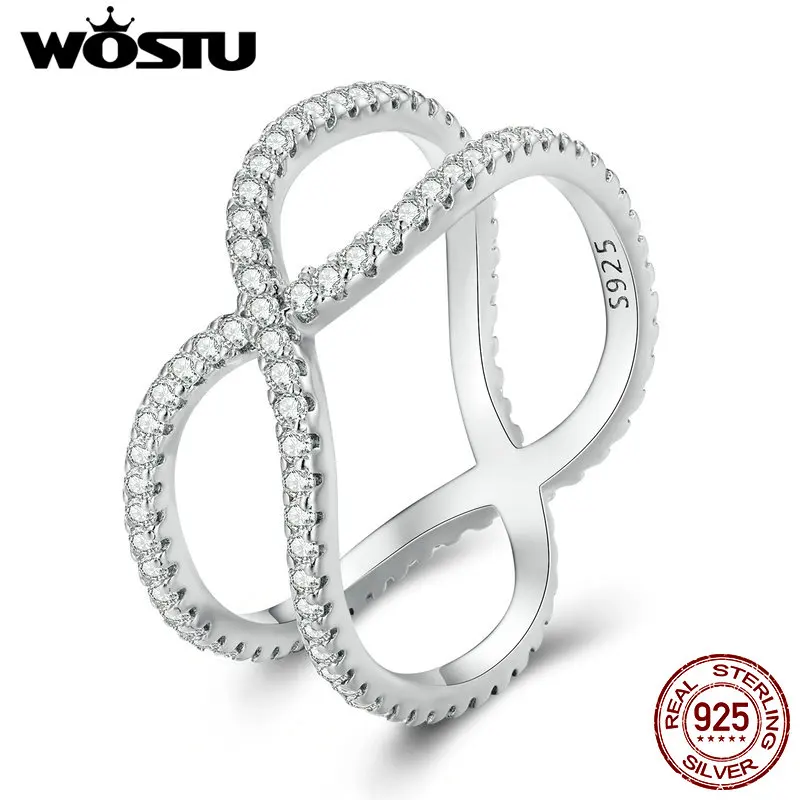 Женское Двухслойное кольцо из серебра 925 пробы с фианитом