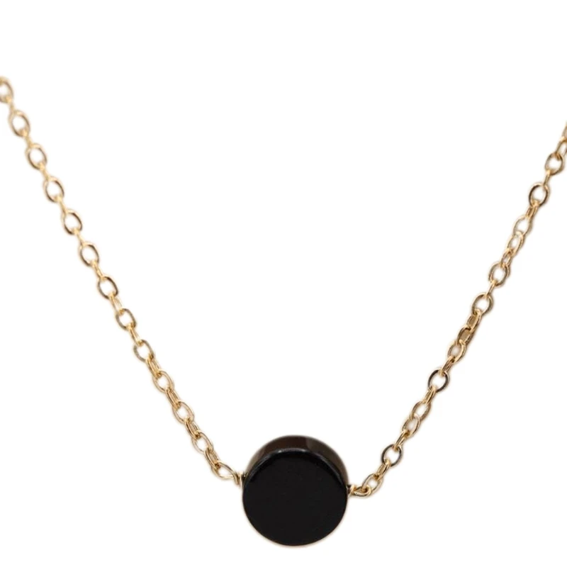 

Clavicle Chain Handmade Vintage Black Onyx Pendant Necklace on Chain for Lover