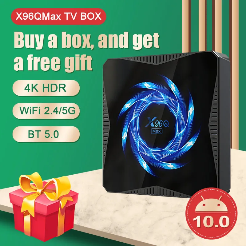 

Приставка Смарт-ТВ X96Q MAX, Android 10,0, 4 + 32/64 ГБ