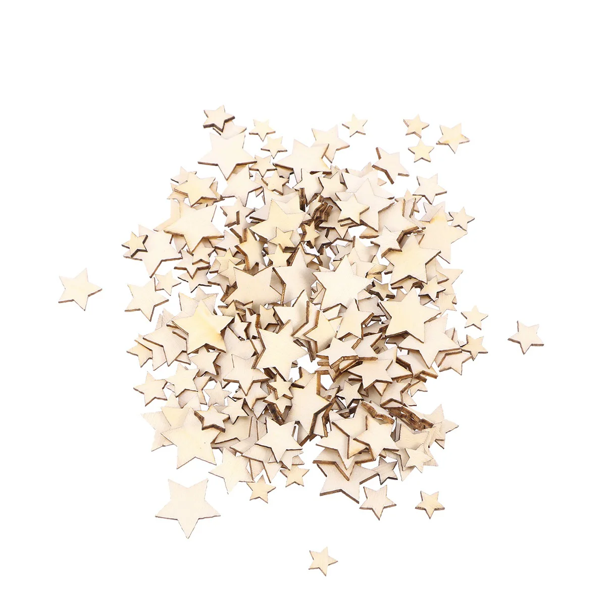

200pcs Wooden Pieces Unfinished Wooden Star Ornaments Wood Pieces Ornaments Miniature Star Embellishments Wood Slabs