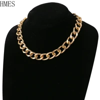hmes gold alloy stainless steel thick chain buckle necklaces for women female necklace jewelryvintage fashion 2022 new goth