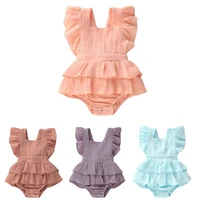 summer newborn sleeveless solid color one piece baby crawling suit female baby sleeveless round collar suit baby tight clothing