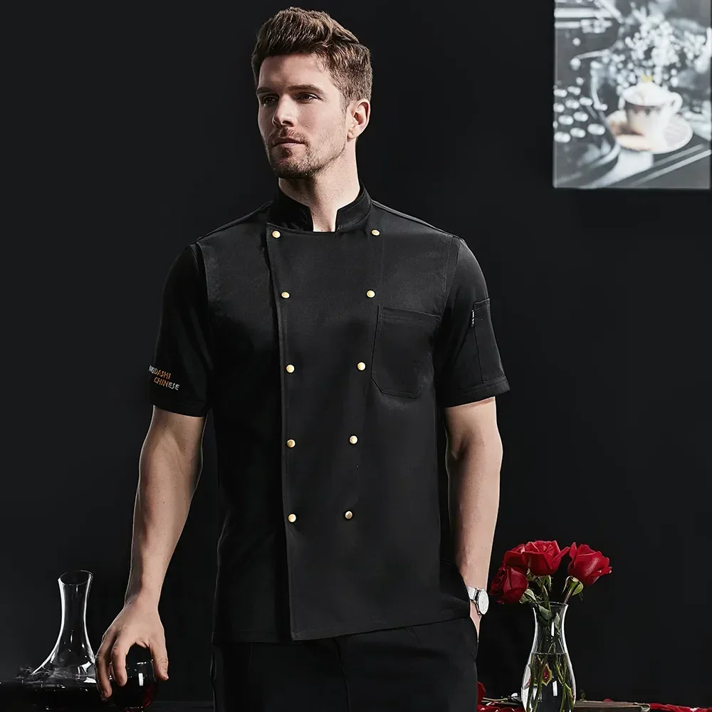 

Сетчатая короткая куртка, форма шеф-повара для ресторана, белая дышащая мужская летняя рубашка для шеф-повара, куртки, синяя одежда для шеф-повара, кухни