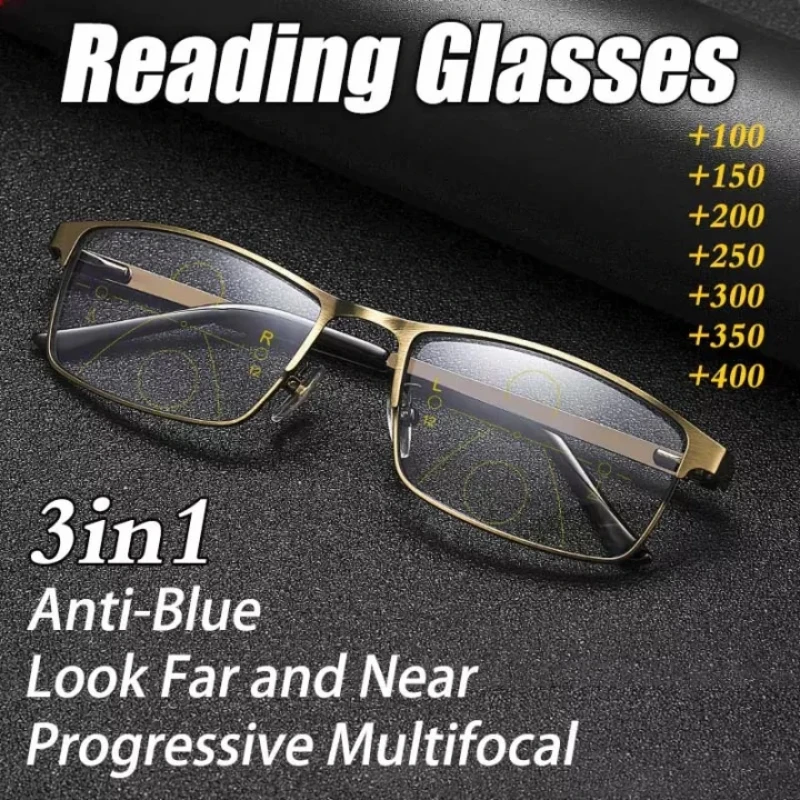 

Progressive Multi-focus Reading Glasses for Men Women 2022 Anti-blue Light Near Far Reading Glasses Anti-radiation Metal Gafas
