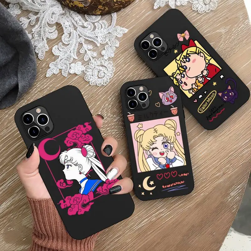 

Anime Sailor Moon Phone Case Silicone Soft for iphone 13 12 11 Pro Mini XS MAX 8 7 Plus X 2020 XR cover