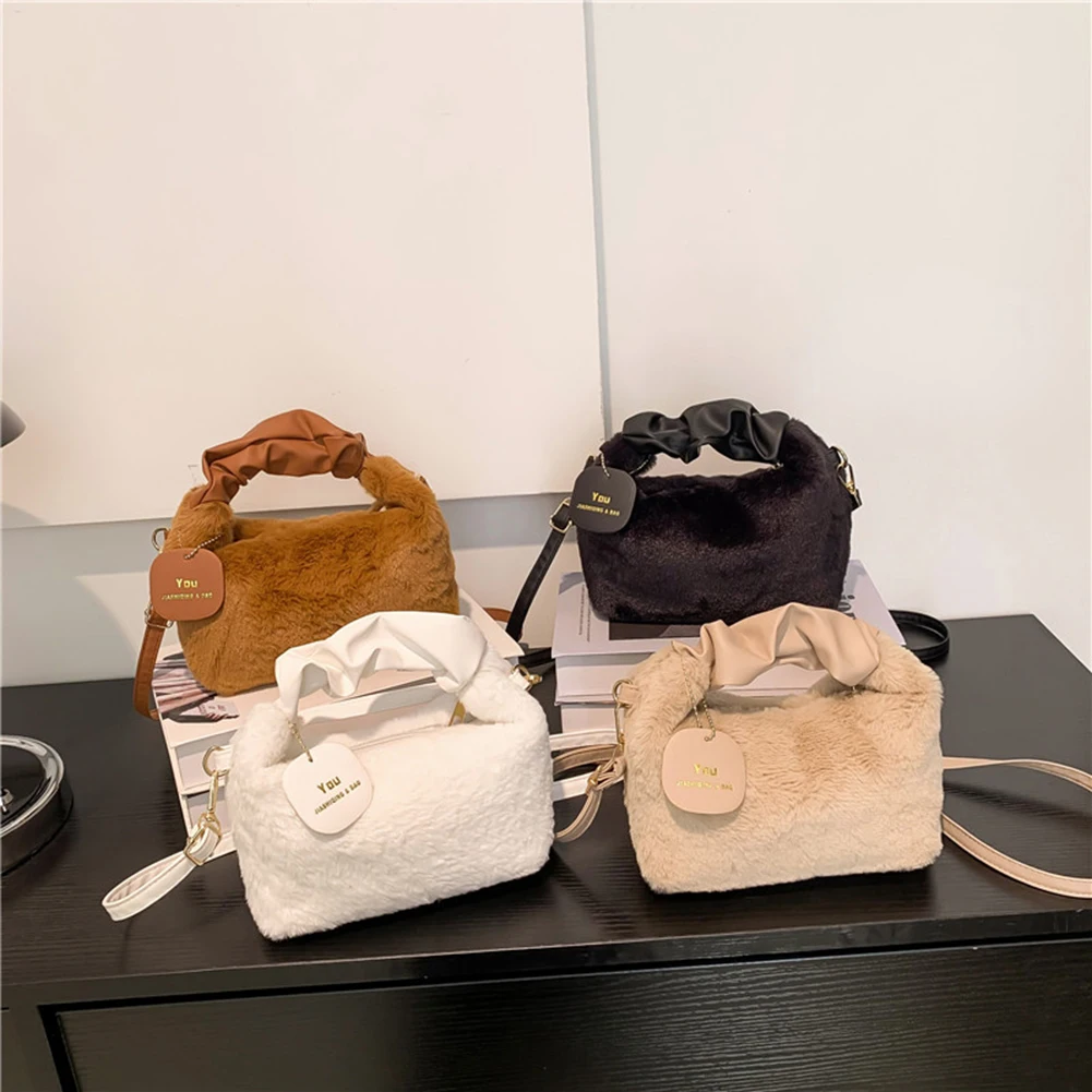 

Soft Plush Ladies Crossbody Bags Cloud Furry Bags Autumn Winter Fashion Small Handbags Solid Color Casual Women Shoulder Bags