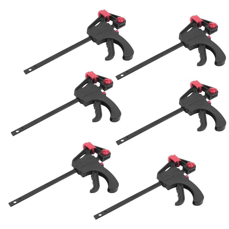 Фото Зажимы JHD Quick Grip, 6 шт., 4-дюймовые зажимы с трещоткой, быстросъемные зажимы для работы одной рукой, инструменты для быстрого и легкого зажима древесины. №2