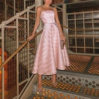 cffd 036 2022y new design strapless pink glossy striped women dress elegant evening dress slim fit prom dress