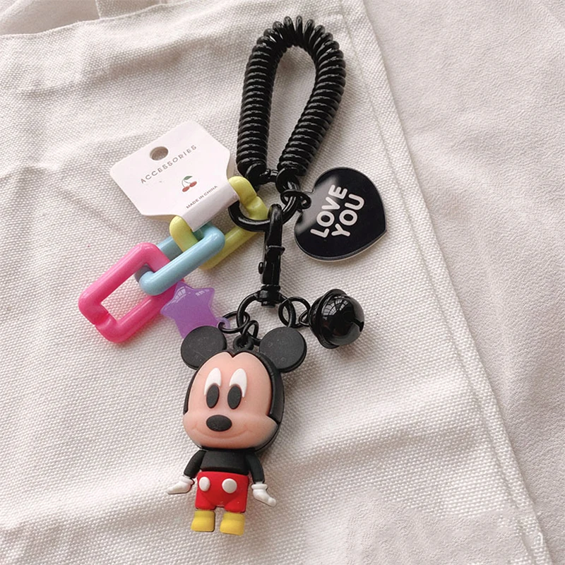 Disney Mickey Mouse Keychain Ladies Fashion Cute Romantic Vintage Acrylic Keychain Charm Korea 90s Aesthetic Bag Phone Chain New