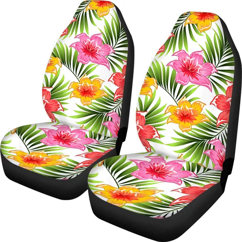 

Pink Flower Fabric Front Seat Covers Bohemia Design Car Interior Protector Set of 2 Universal Fit for Vehicle Sedan and Jeep