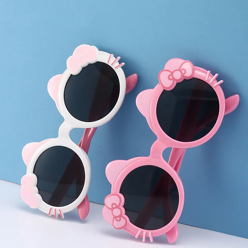 

Sanrioed Kawaii Hello Kittys Sunglasses Anime Children Girl Summer Toy Outdoors Shading Uv Protection Silica Gel Ornament Gift