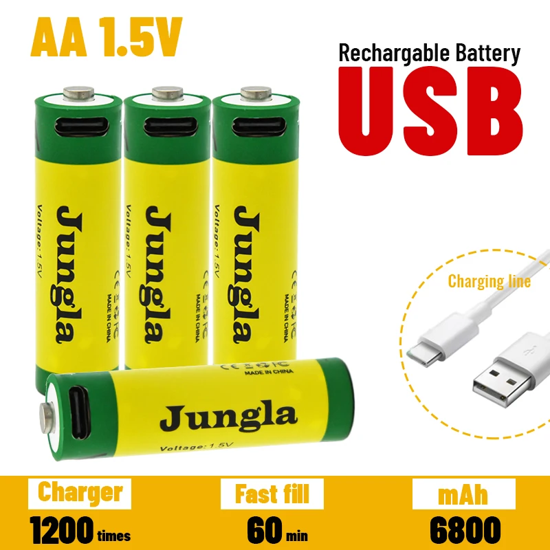 

Литий-ионная аккумуляторная батарея USB 1,5 в AA 6800 мАч