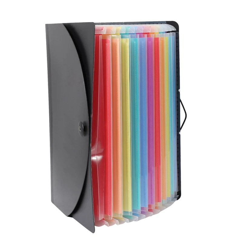 

3X Expanding File Folder A4 Letter Size Portable Document Holder With 12 Pockets Black Filing Folders With Lid