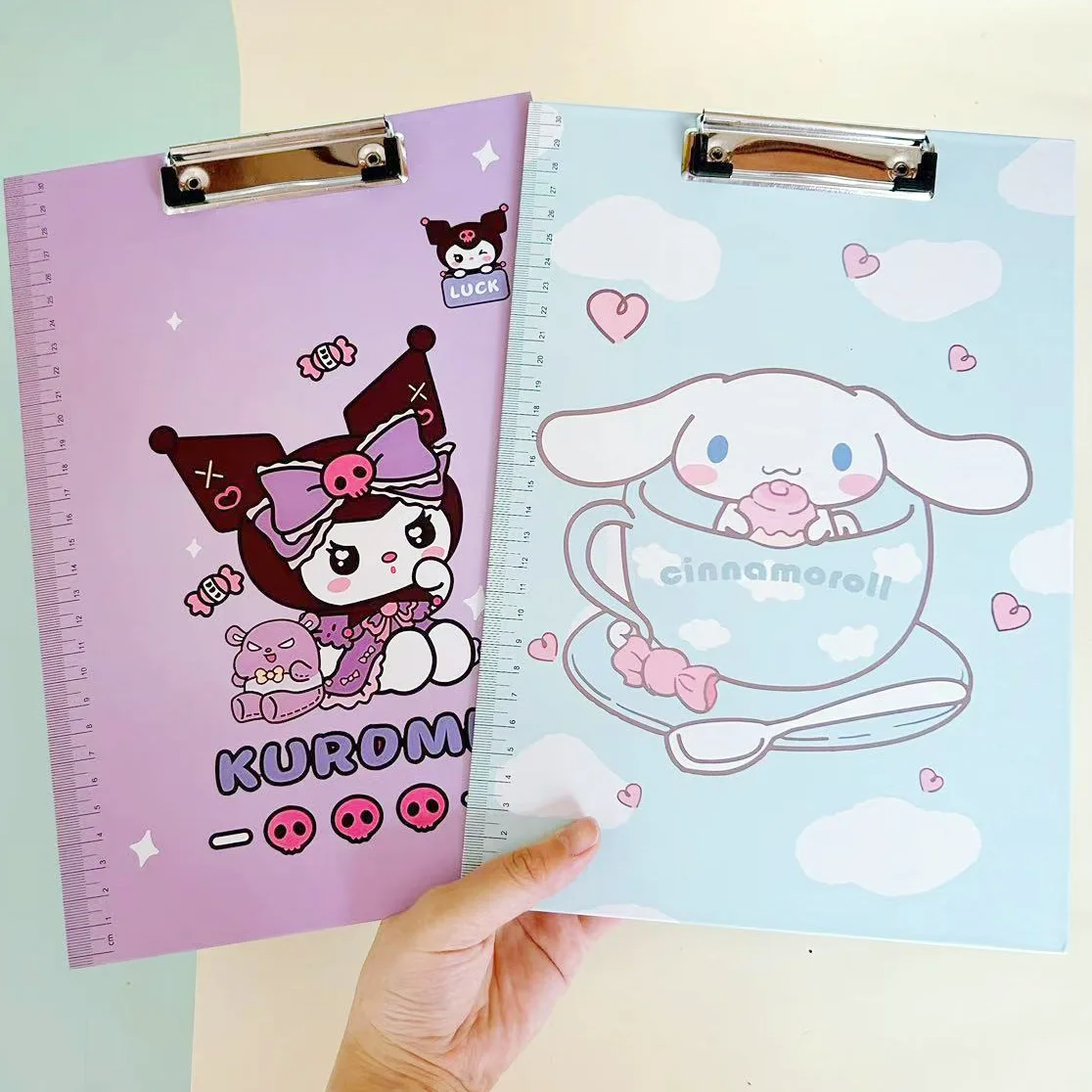 

Sanrio Writing Pad Cute Girl Cinnamoroll Kuromi A4 Board Clip Test Paper Storage Folder Writing Board Student Stationery Gifts