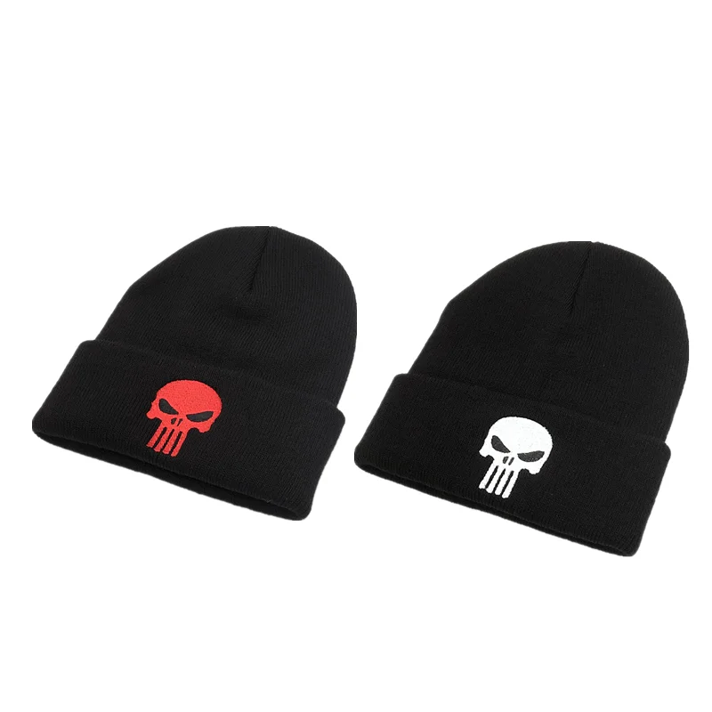 

Skeleton Punisher Embroidery Cycling Warm Cap Cosplay Knitted Hat Outdoor Sports Sun Trucker Hat Skull Caps
