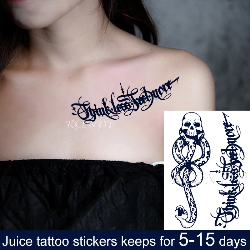 

Waterproof Temporary Juice ink Tattoo Sticker Personal Skull Snake Letter Fruit Gel Long lasting tattoo Art for Men Women