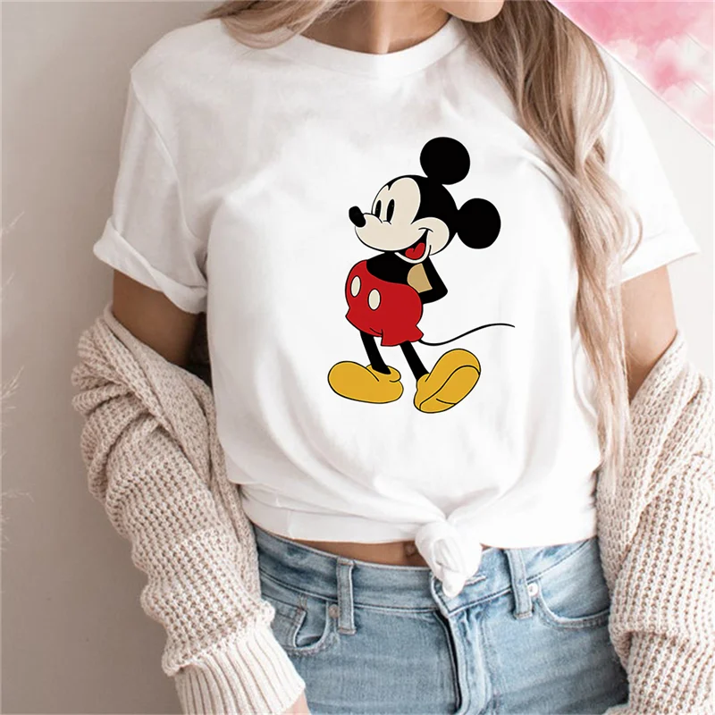 

Mickey Mouse Minie Graphic Tees Harajuku Disney Cartoon Girls Shirts Tops Tee Summer Short Sleeve Casual White O-neck Tshirt