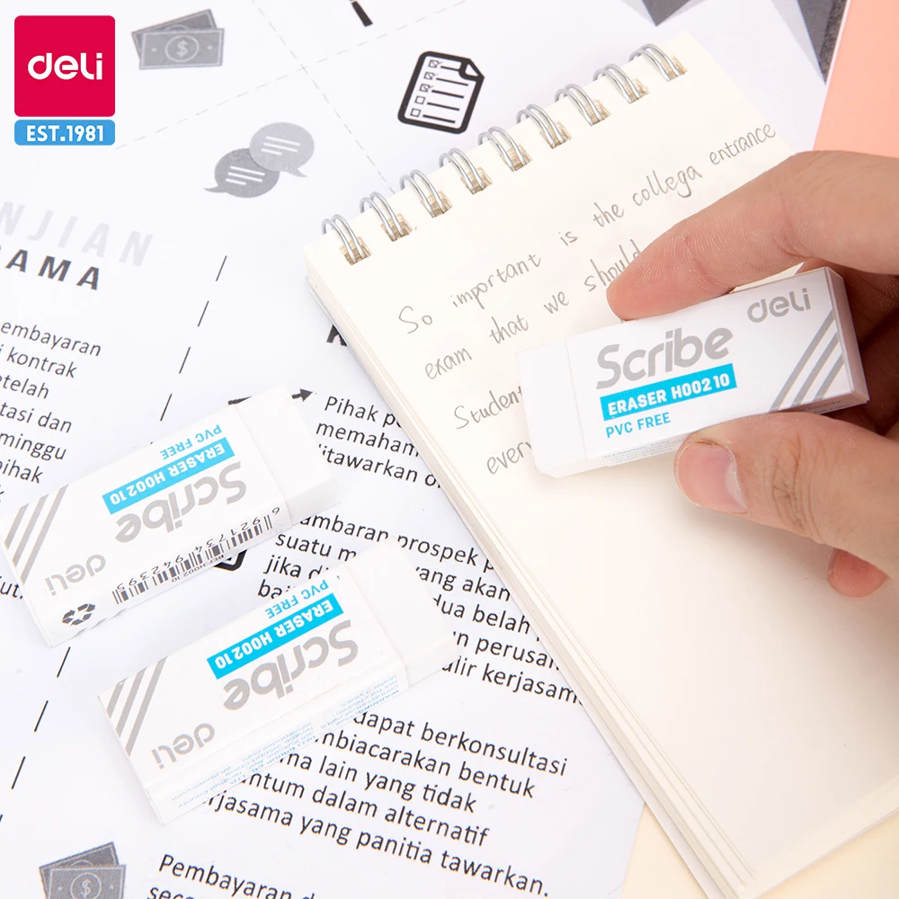 

Deli Eraser Stationery Soft Rubber for Kids Clear Eraser Pencil Set Office School Exam Correction Art Supplies