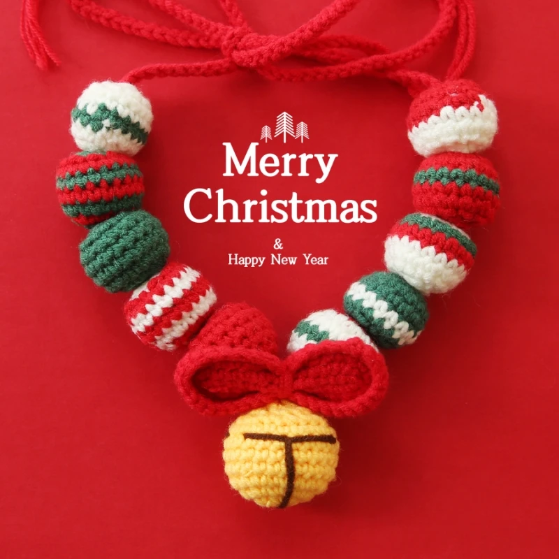 

SDCHOKER Wool Weaving Cat Christmas Collar Bib Dog Accessories Clothing Knit Dress Up Pet Santa Scarf Bib Pet New Year Gifts
