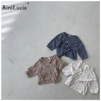 rinilucia 2022 summer new baby knit cardigan infant summer knitwear boys girls air conditioner sweater cotton kids clothes