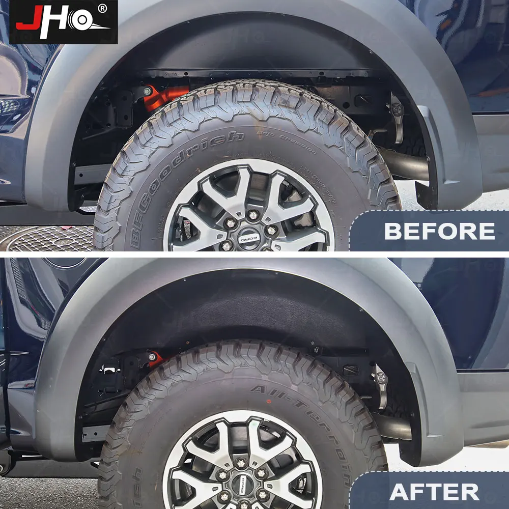 Фото JHO колодец заднего колеса для Ford F150 Raptor 2017-2023 экипажная кабина 4 двери Gen3 защитные щитки Брызговики автомобильные аксессуары №2