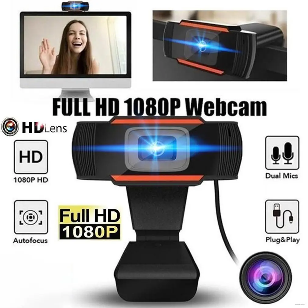 

1080P HD Webcam with Mic Rotatable PC Desktop Web Camera Cam Mini Computer WebCamera Cam Video Recording Work In Stock