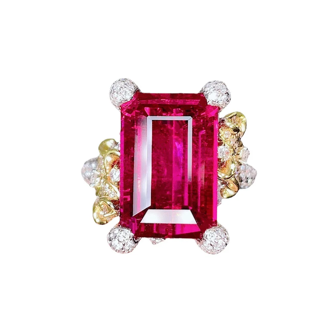 

Flower Dance Rose Red Diamond Camellia Open Ring For Women