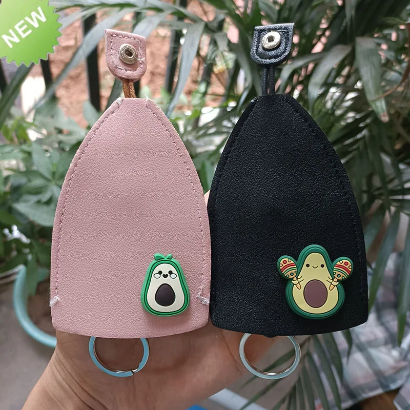 

Cute Avocado Unisex Pull Type Key Bag PU Leather Key Wallets Housekeepers Car Key Holder Case New Leather Keychain Pouch