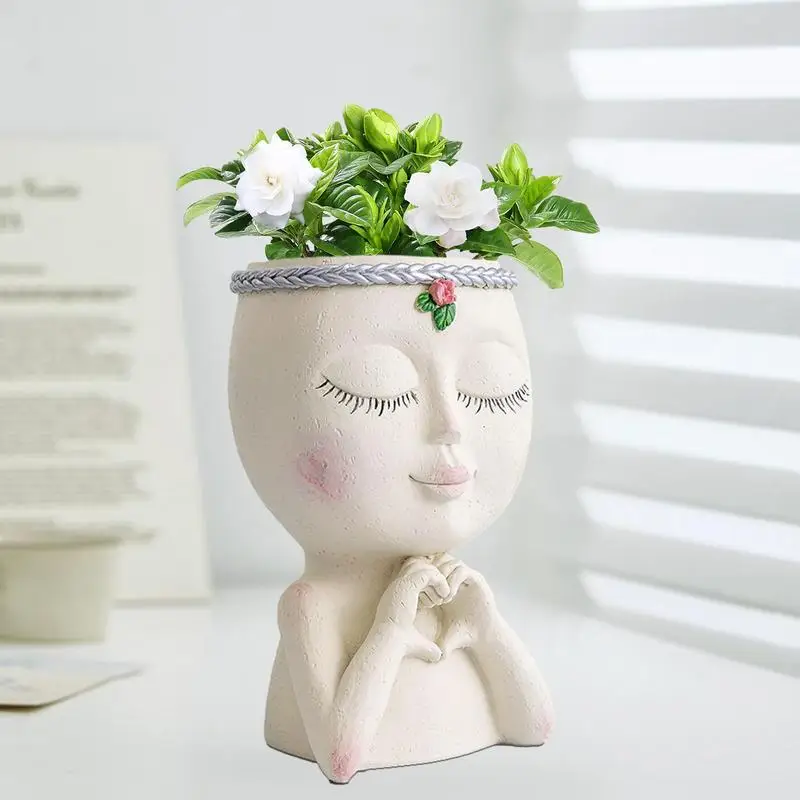 Pot Heads For Plants Girl Face Planter Pots Head Planter Succulent Planters Face Flower Pot Head Planter For Indoor Outdoor