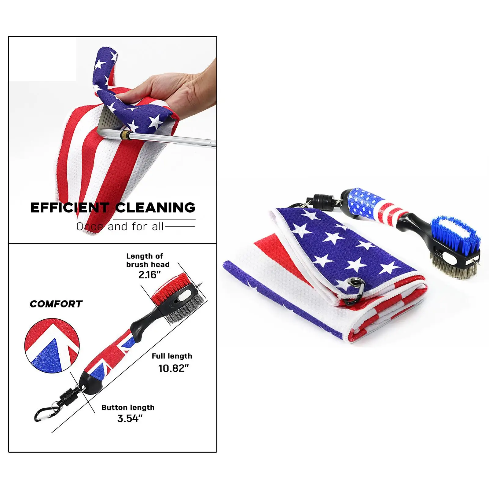 

Golf Towel and Golf Club Brush with Carabiner for Women Men Golf Accessories