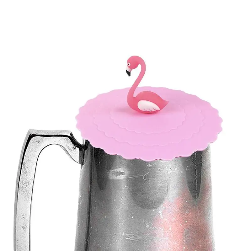 

Silicone Flamingo Leakproof Cup Lids Heat Resistant Reusable Sealed Cover Kitchen Tea Cup Accessories