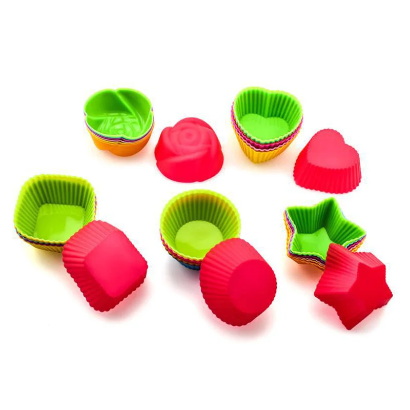 

5Pcs Cake Mold Silicone Chocolates Cookie Pudding Mousse Soft Muffin Cupcake Liner Bake Cup Candy Moulds Bakeware Baking Tools