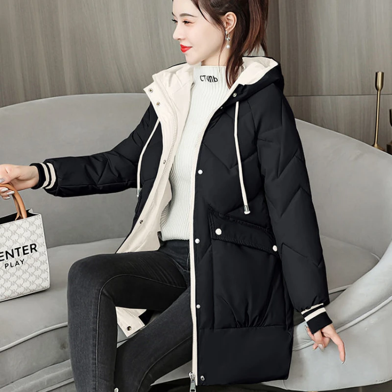 Winter Women's Coat Hooded Mid-length Padded Jacket Jacket Warmth Slim Fit Plus Size Korean Fashion Free Shipping Wholesale New