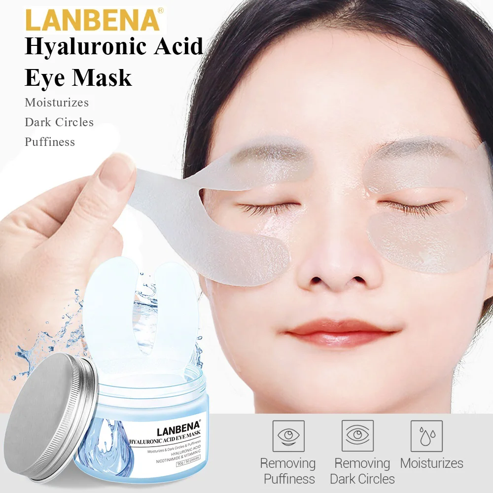 LANBENA Hyaluronic Acid Eye Mask Eye Patch Reduces Dark Circles Bags Eye Lines Ageless Lifting Firming Eye Skin Care 50 PCS