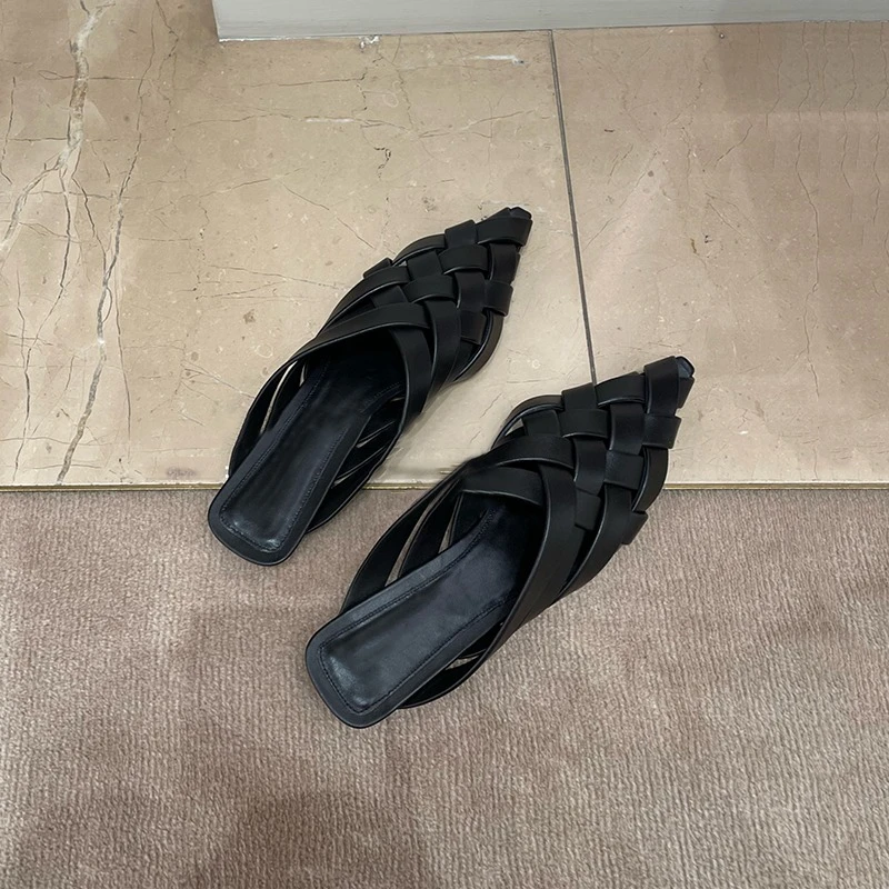 Elegant Women's Slippers 2023 Summer Sandal for Women Luxury Brand Female Outwear Footwear Fashion Shallow Pointed Slides Ladies