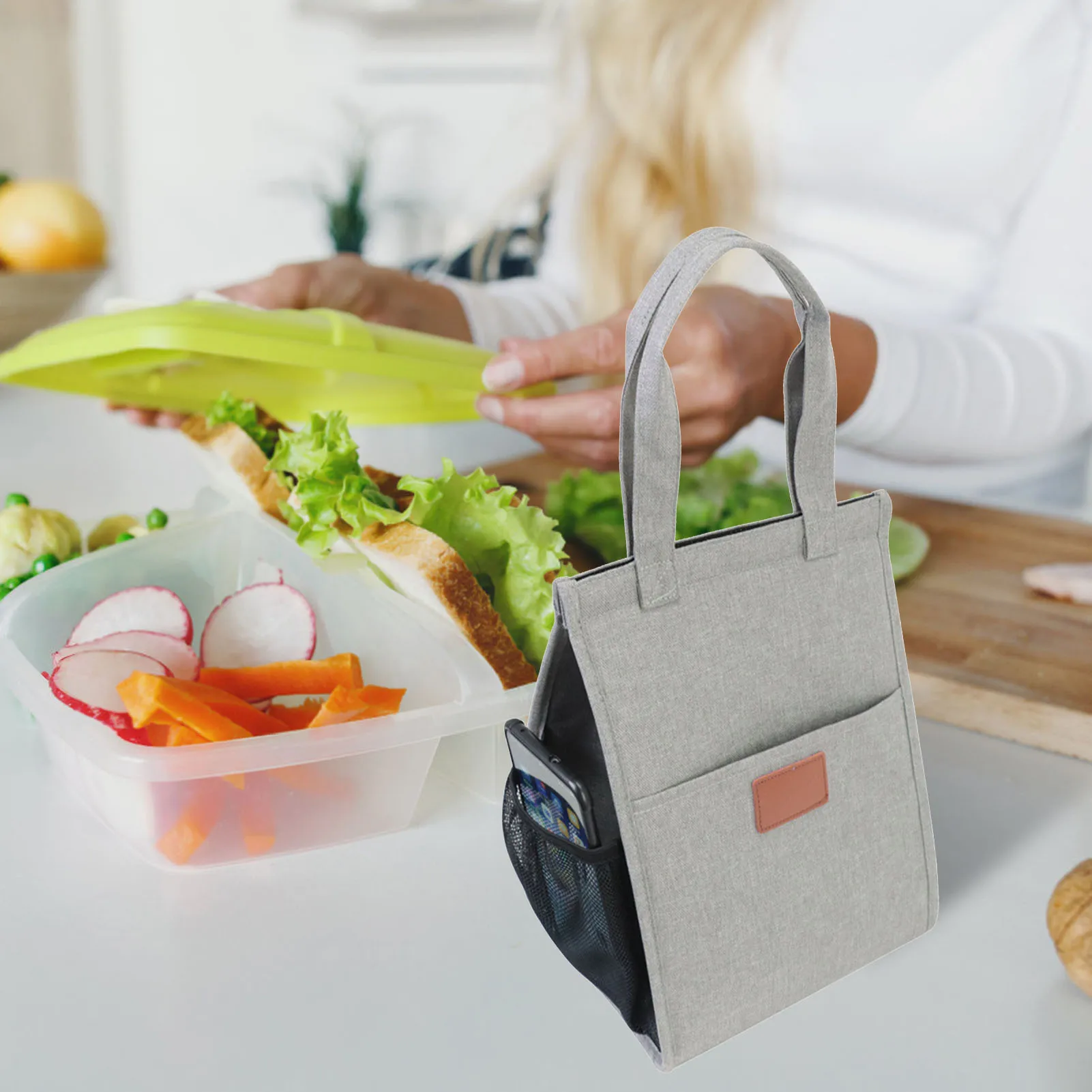 

Lunch Tote Handbag Thermal Portable Insulated Thermal Tote Bag | Leakproof Lunch Bag With Drinks Holder Lunch Bag For Outdoor