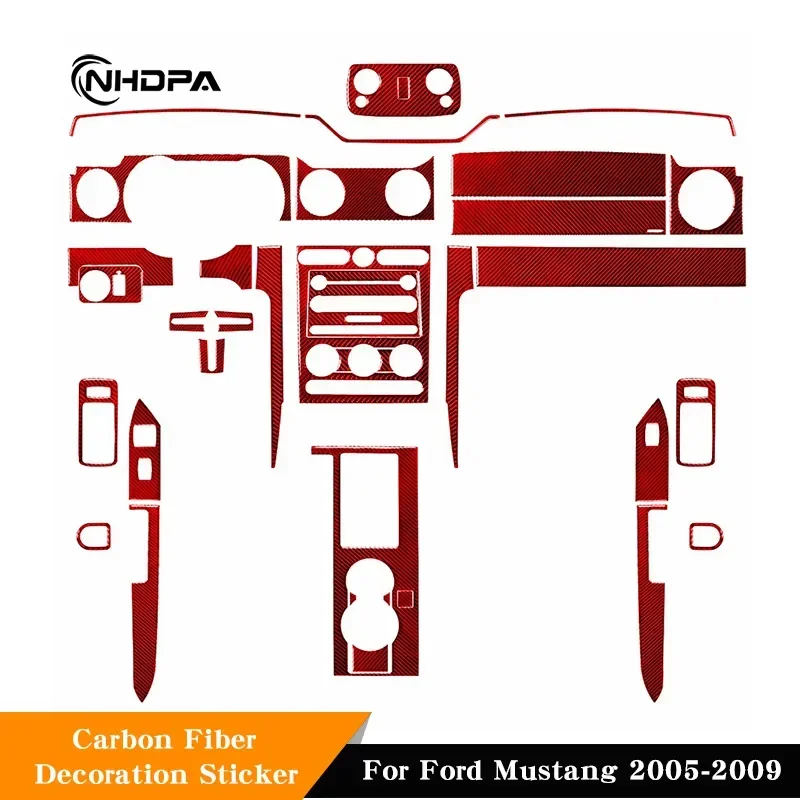 

Car Red Carbon Fiber Protector Patch Sticker For Ford Mustang 2005-2009 Suite Kit Parts Interior Decoration Stickers Accessories