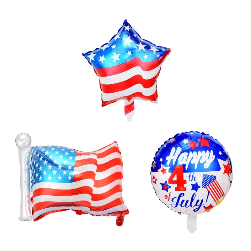 Y9RE Independence Day Party Balloons Set 50 Pieces 4th of July Balloon Flag Star Sphere Balloons Patriotic Decorations