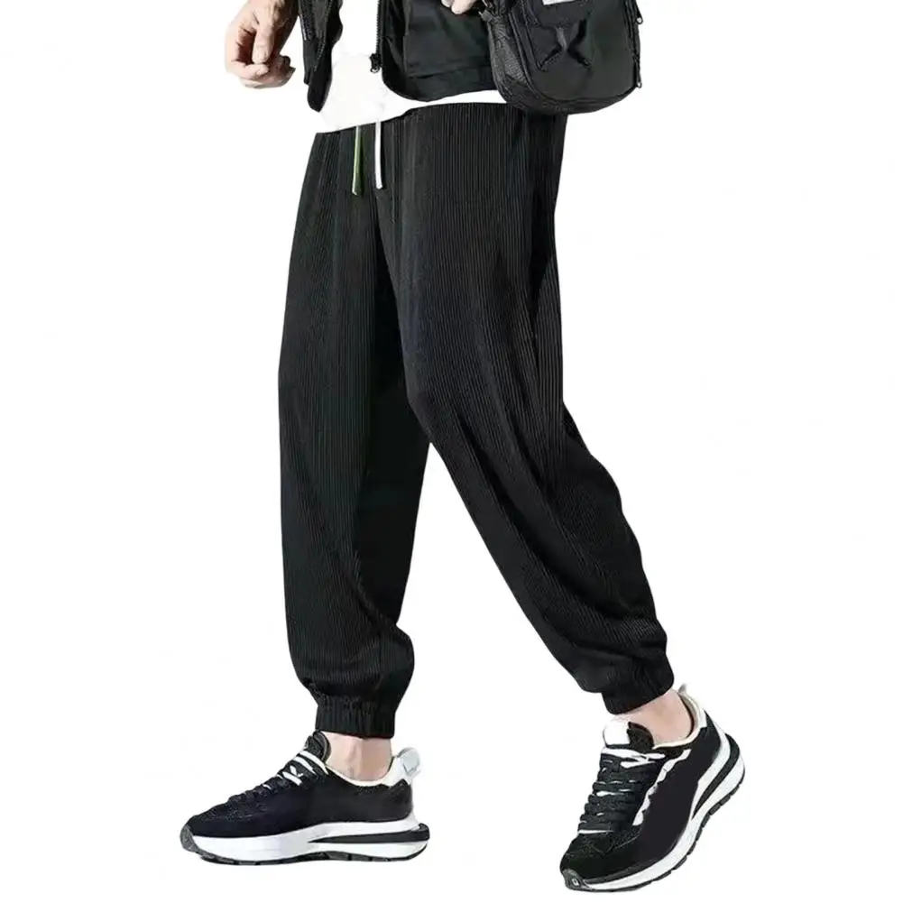 

Trendy Long Trousers Shrinkable Cuffs Colorfast Men Casual Harem Sports Pants Fast Drying Men Sweatpants Daily Clothing