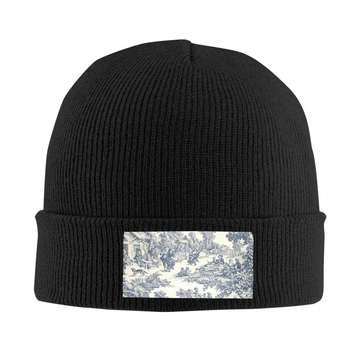 

Toile De Jouy Number 2 Skullies Beanies Caps Fashion Winter Warm Men Women Knit Hats Adult French Navy Blue Motif Bonnet Hats